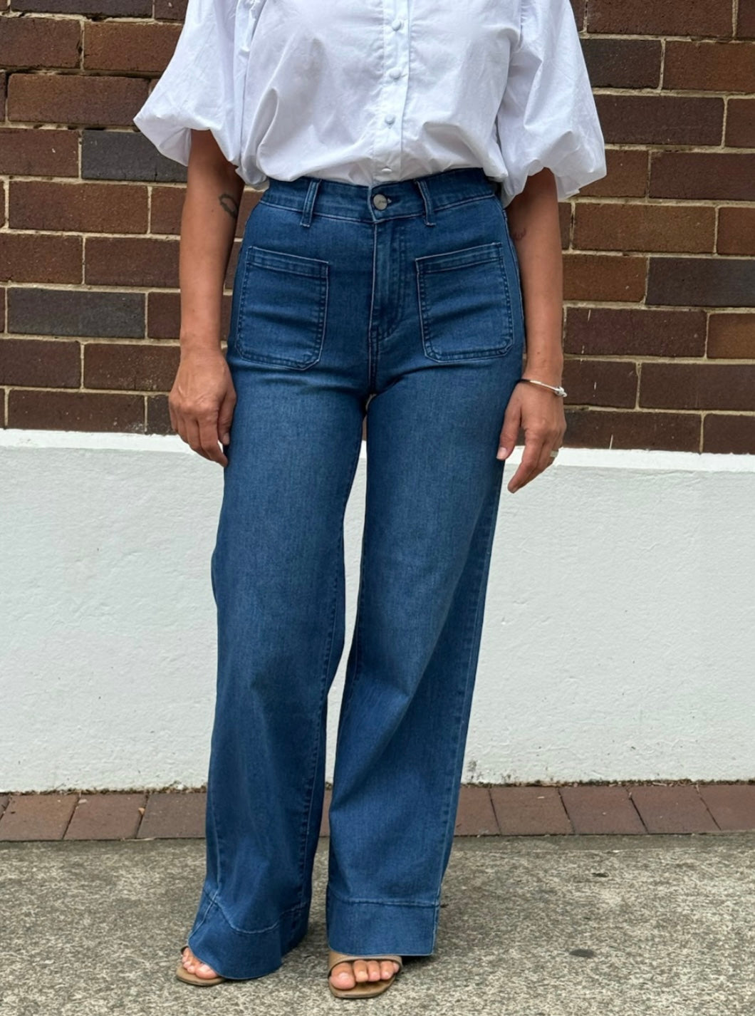 The Bondi Wide Leg Denim Jeans - Dark Denim