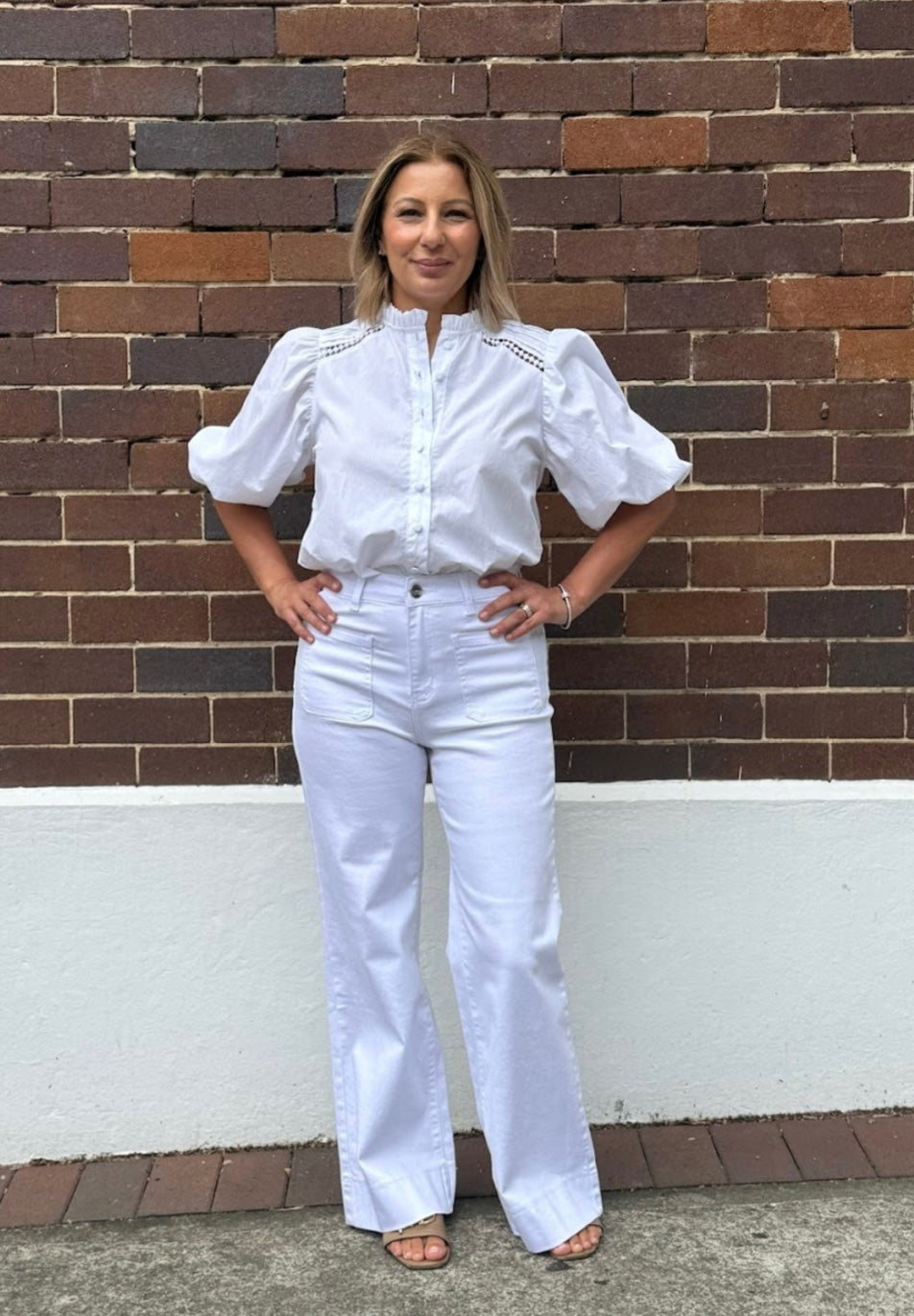 The Bondi Wide Leg Denim Jeans - White