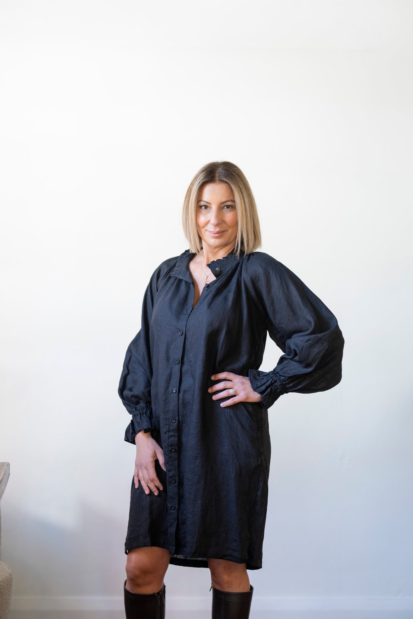 Dahlia linen dress - Black