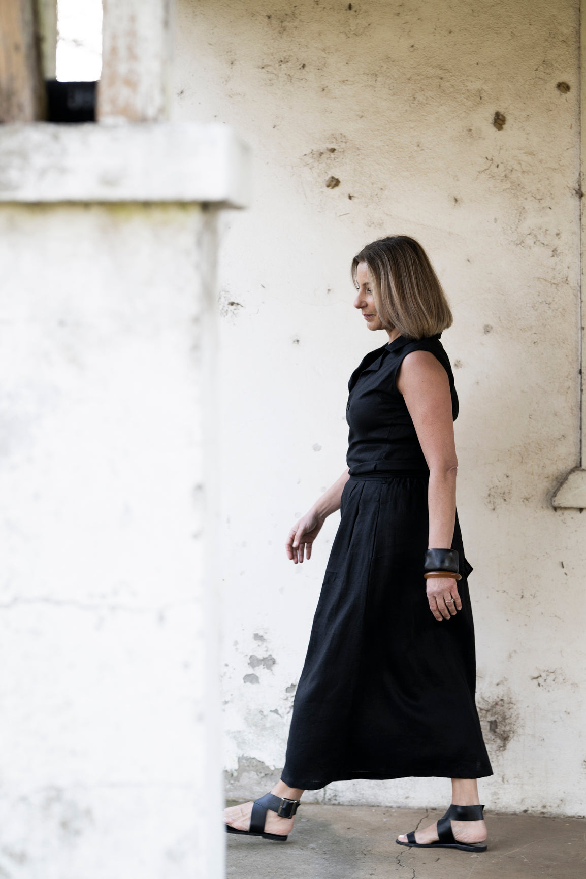 Sophie Linen Tank Top - Black