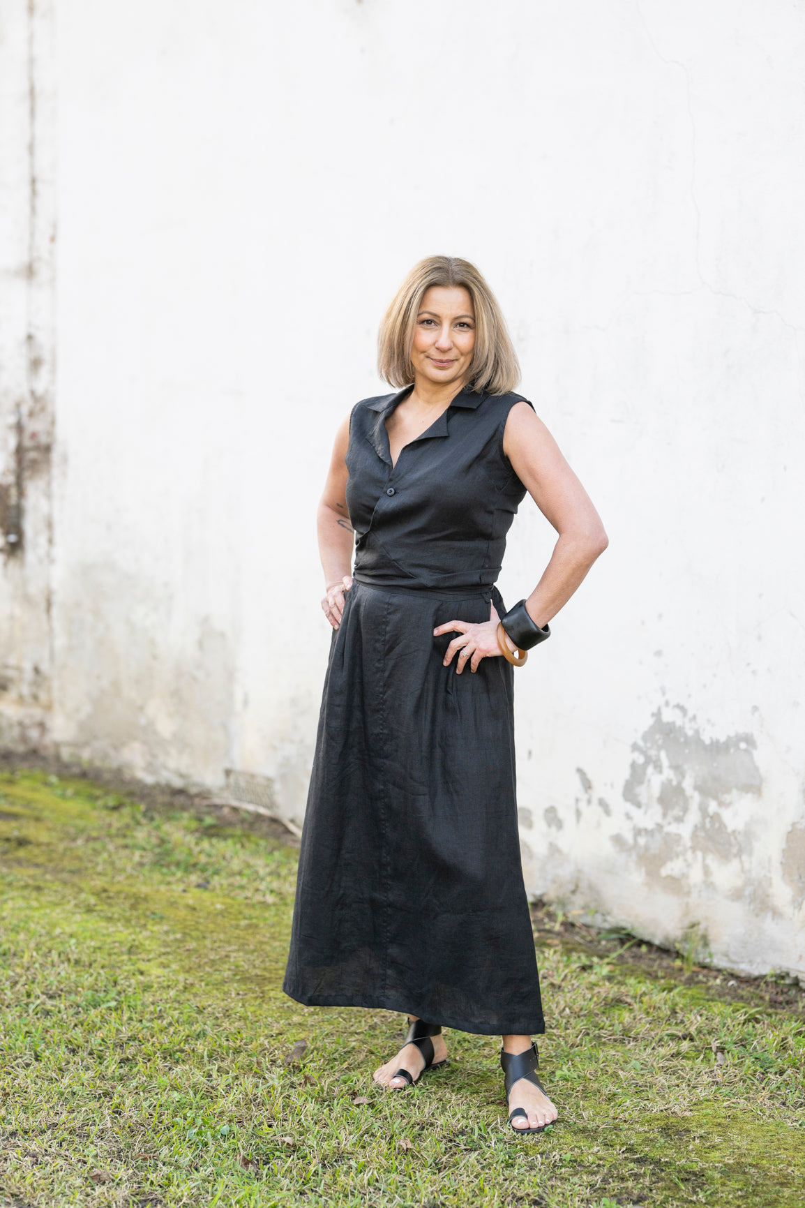 Sophie Linen Tank Top - Black