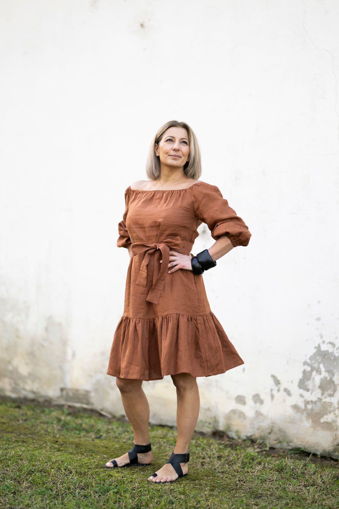 Audrey Linen Dress - Bronze