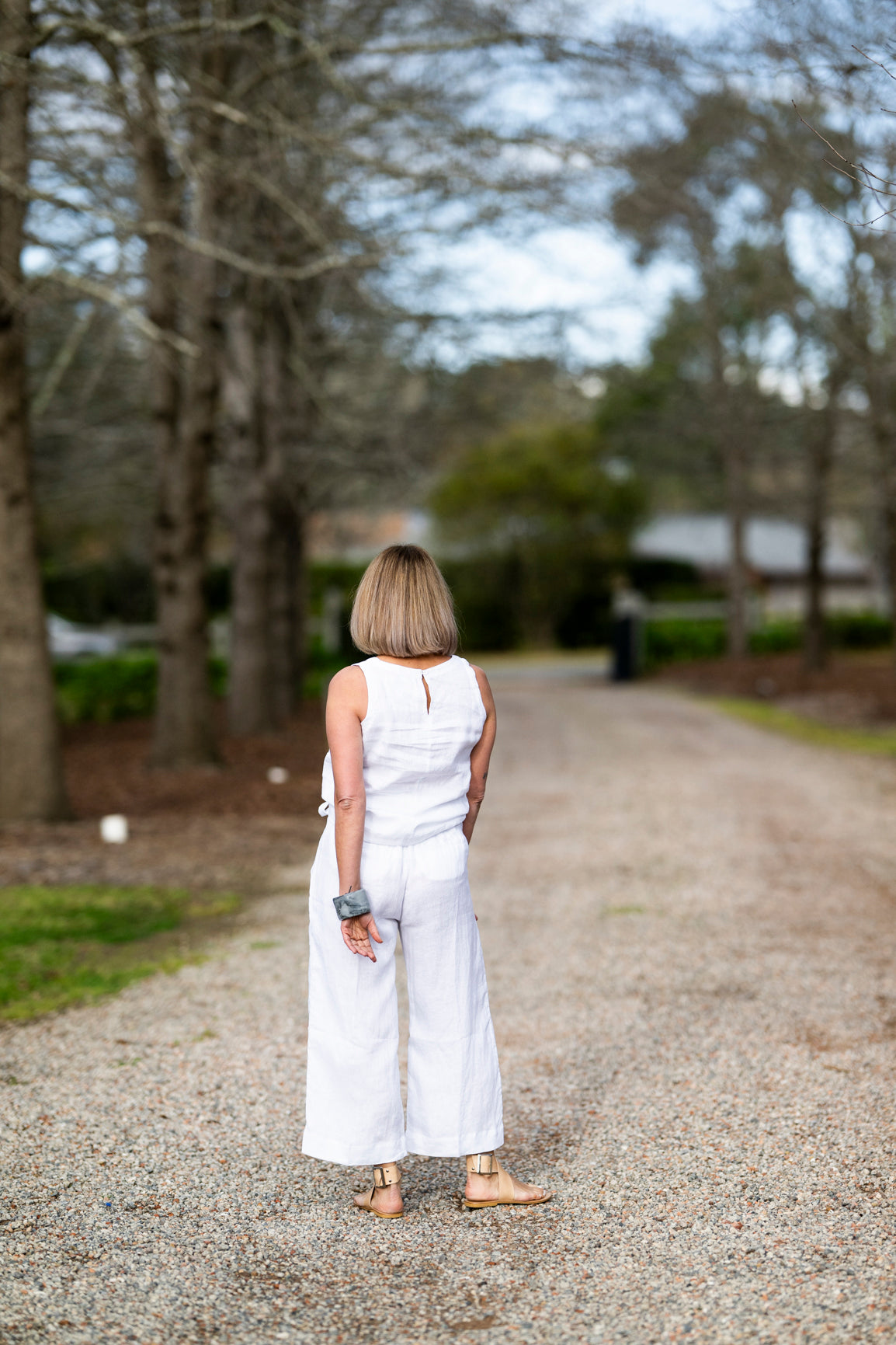 Sophie Linen Tank Top - White