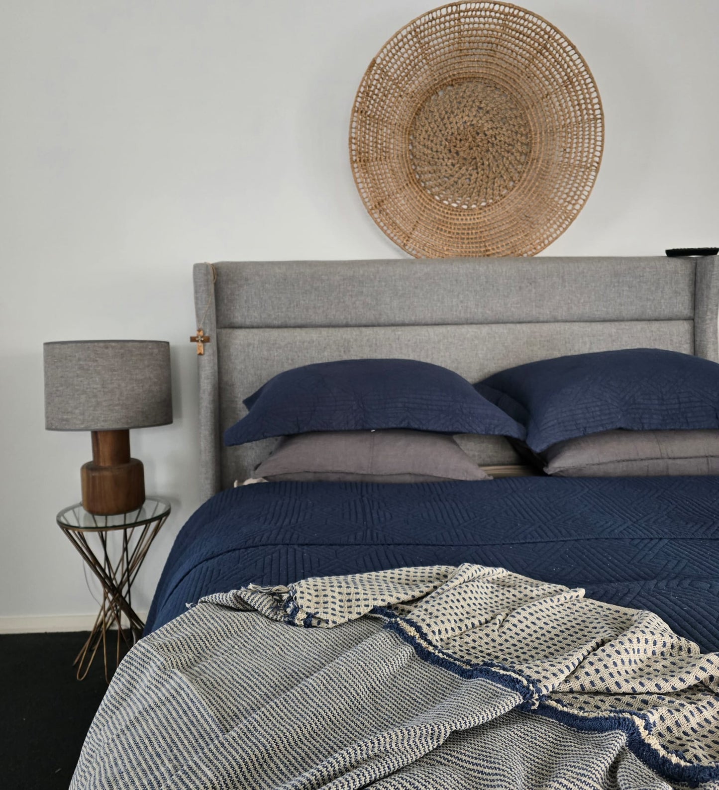 Portsea Throw - Navy and Natural