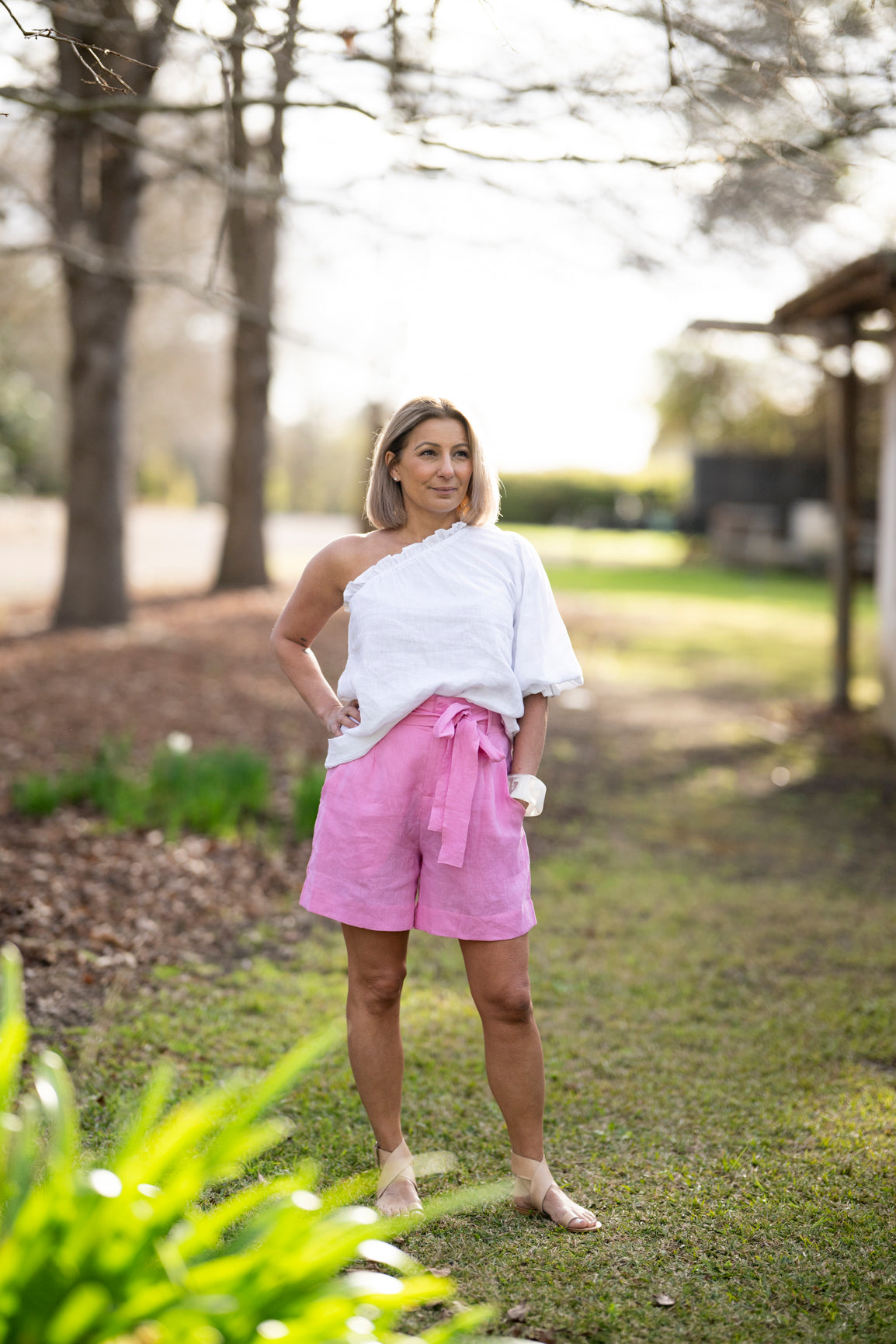 Gracie Linen Shorts - Musk