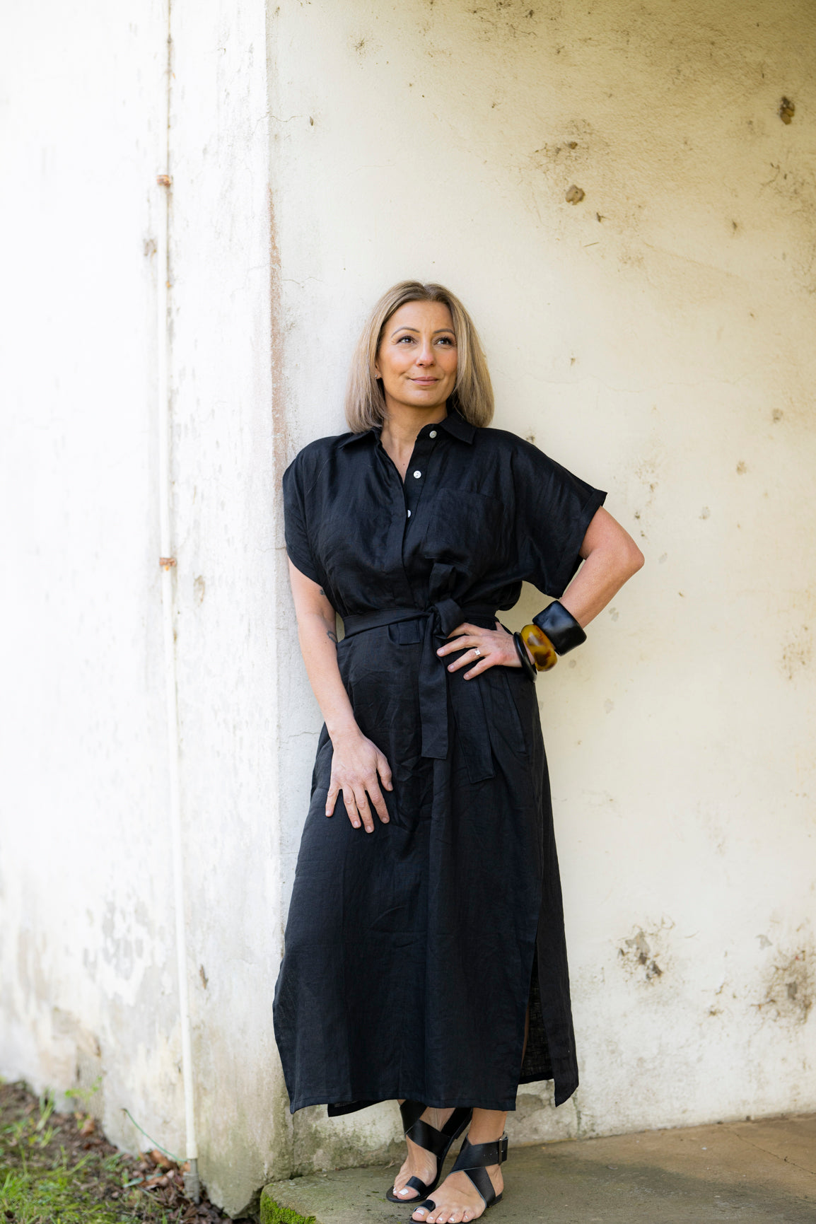 Martha Linen Dress - Black
