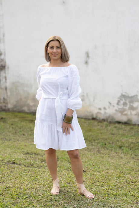 Audrey Linen Dress - White