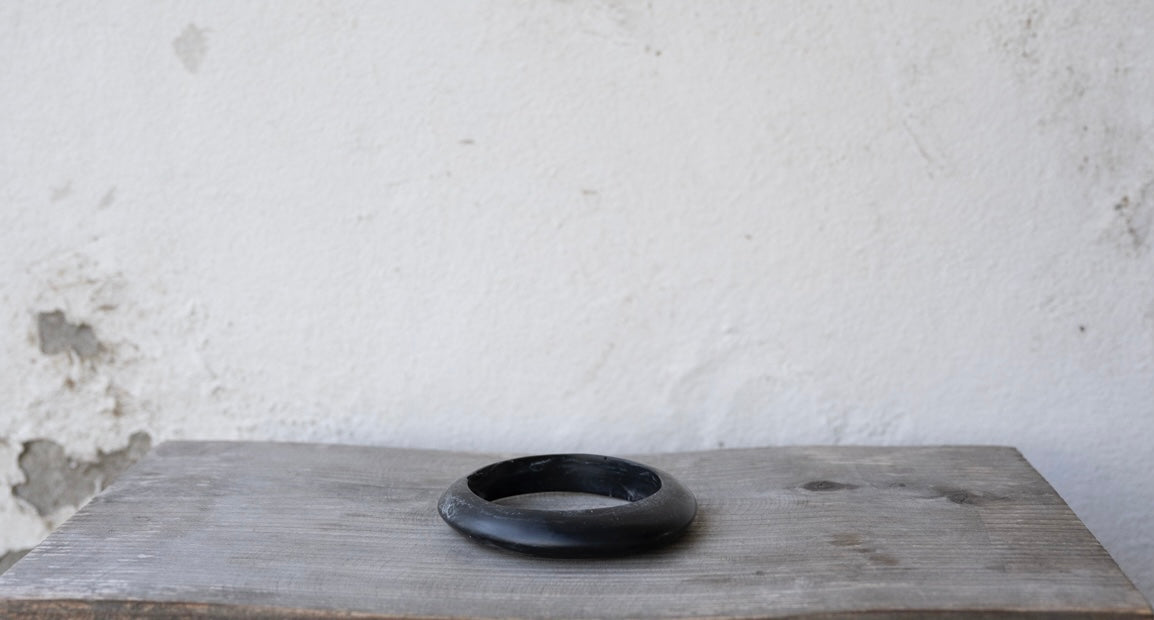 Wilma Resin Bangle - Black Marble - Large