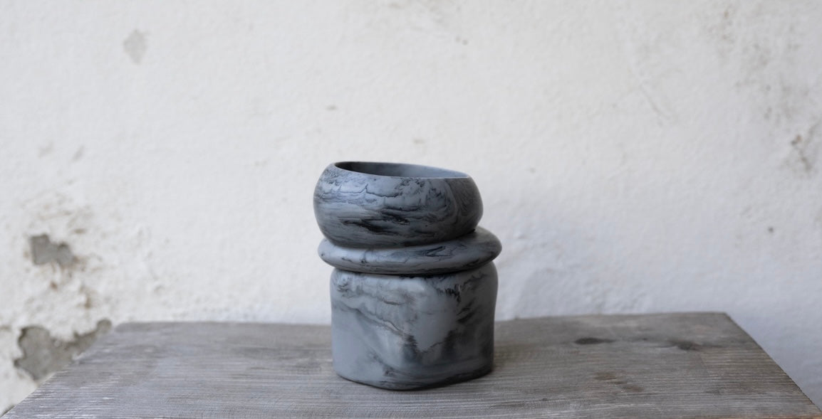 Wilma Resin Bangle - Grey Marble - Small