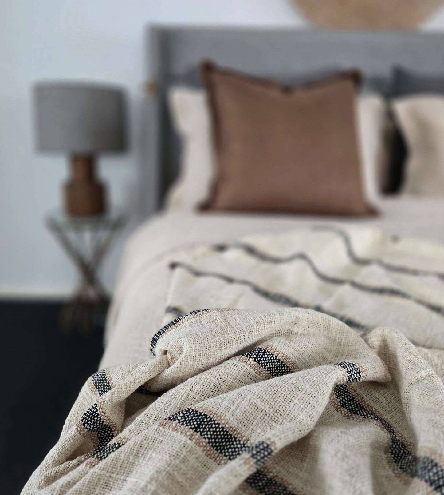 Brighton Throw - Natural with Black Stripe