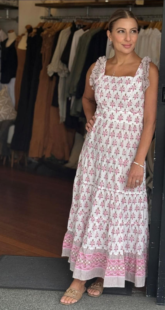 Ruffles Cotton Dress - Signature Print