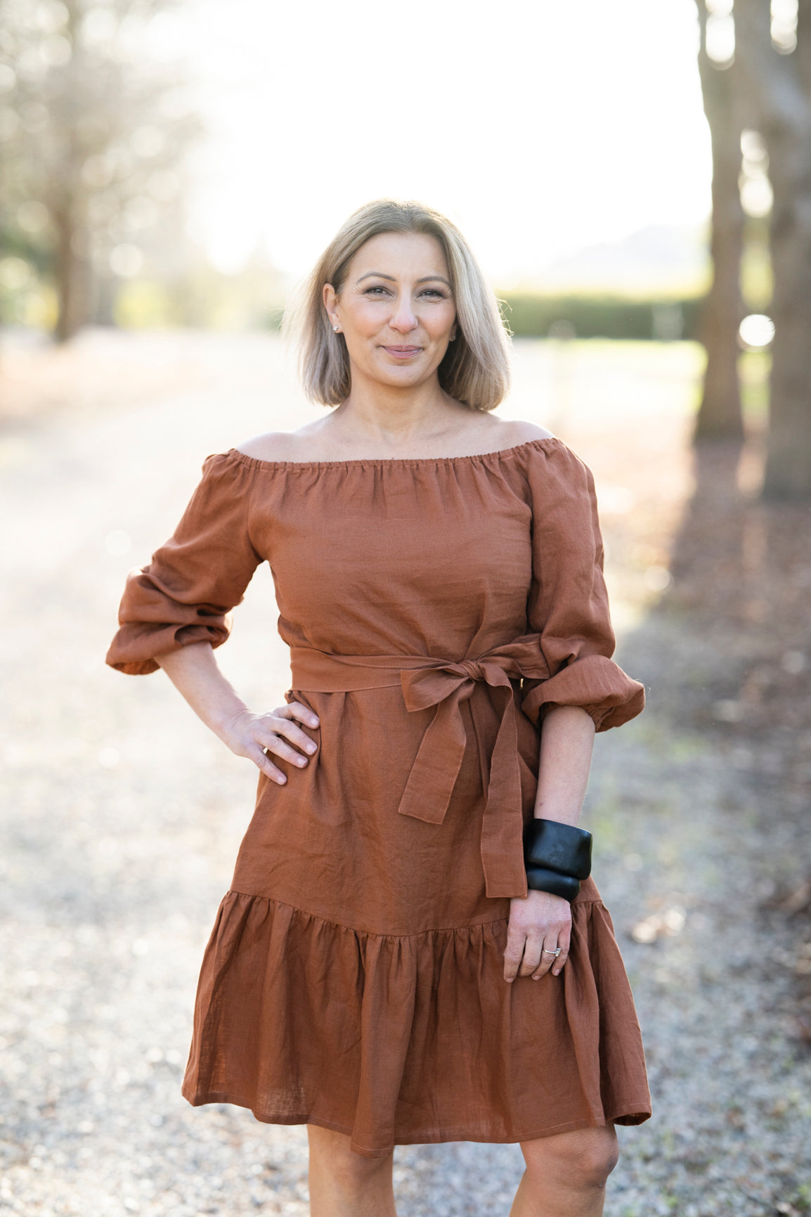 Audrey Linen Dress - Bronze