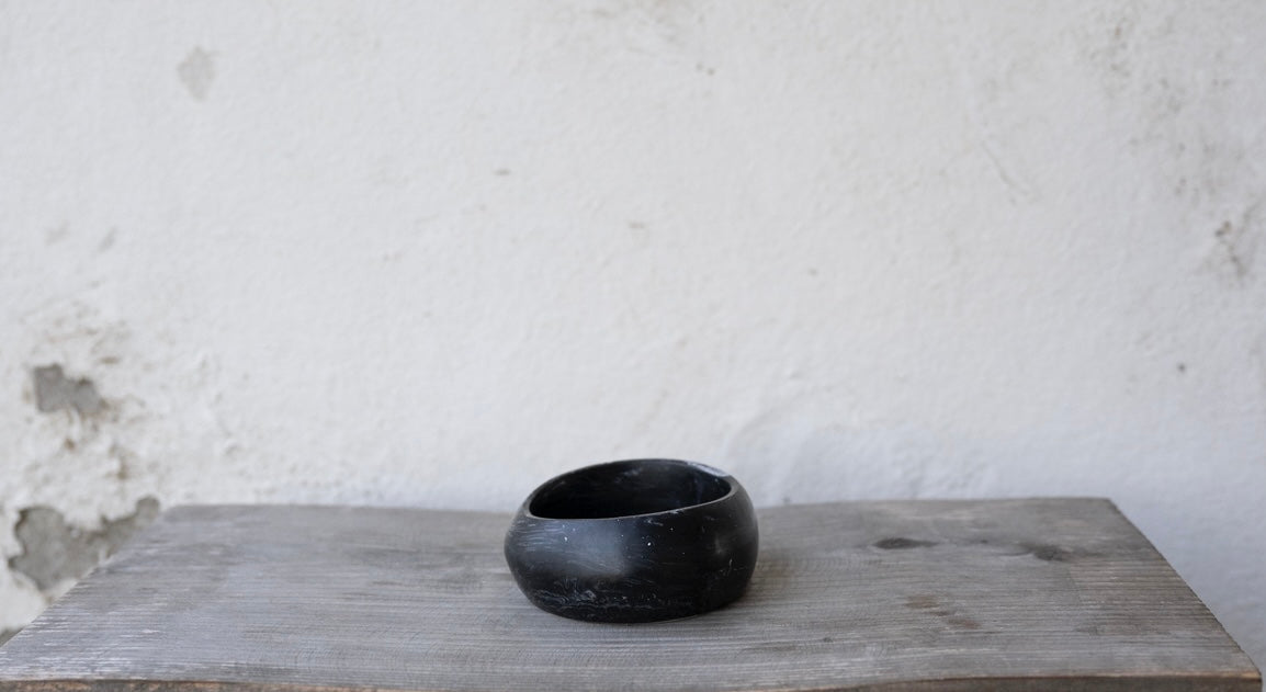 Wilma Resin Bangle - Black Marble - Large