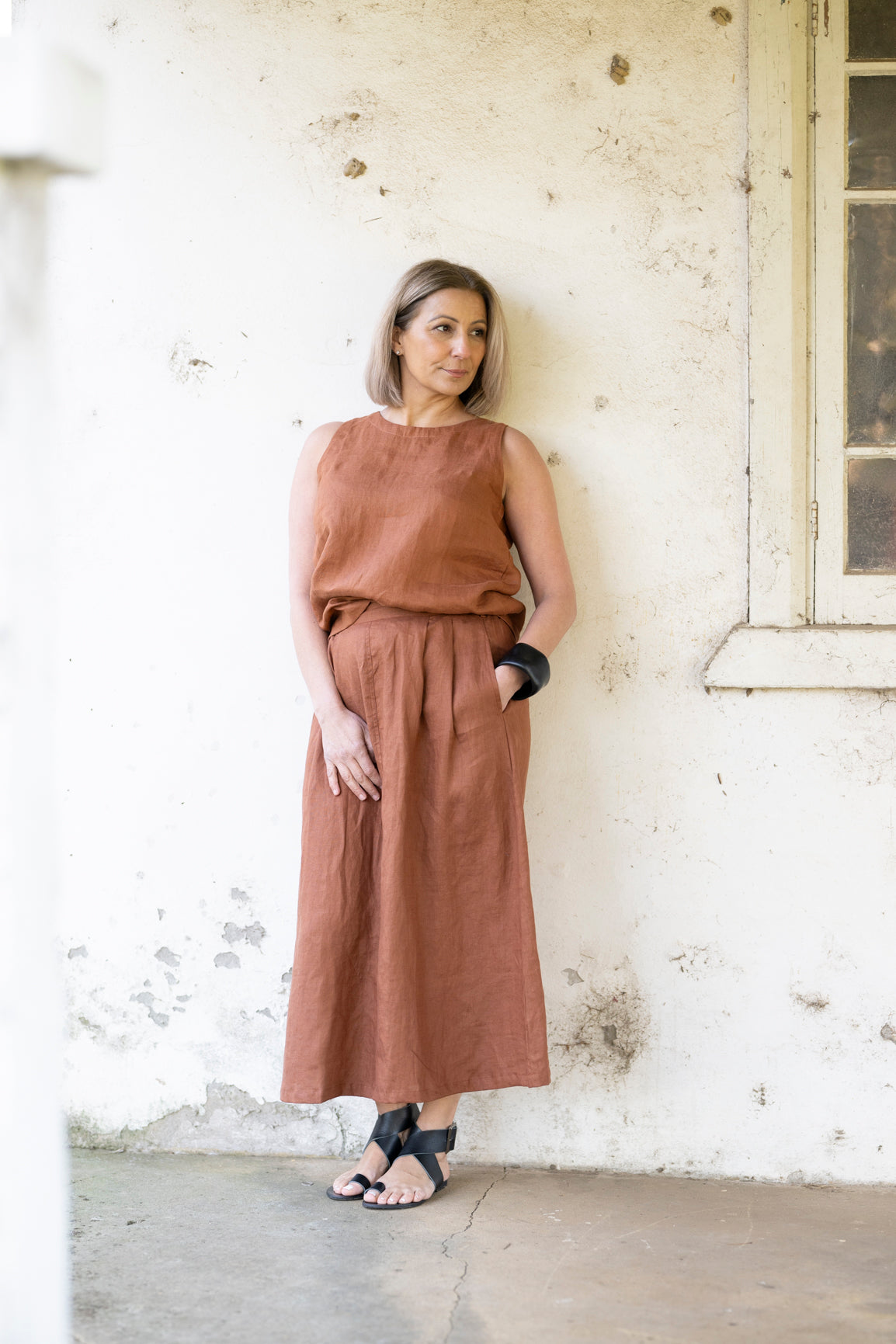 Sophie Linen Tank Top - Bronze