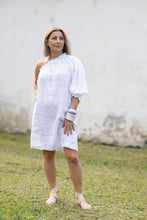 Load image into Gallery viewer, Fifi Linen One Shoulder Dress - White