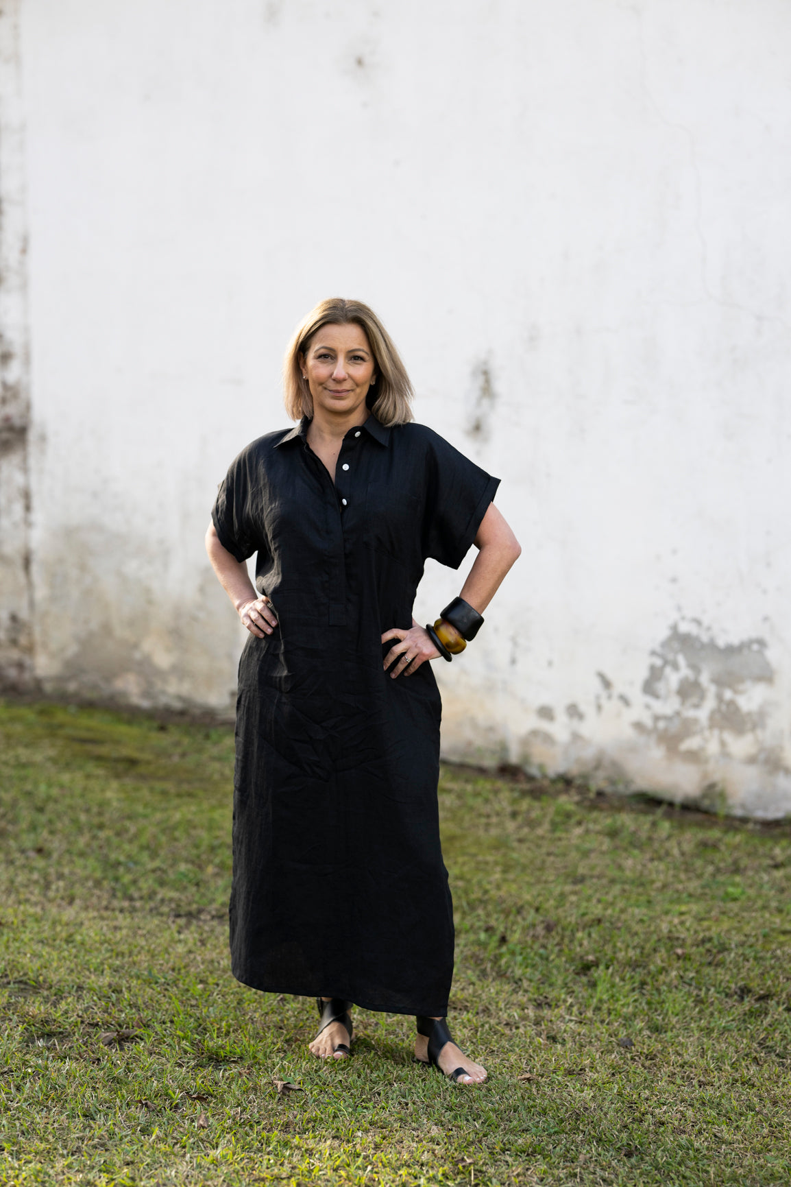Martha Linen Dress - Black