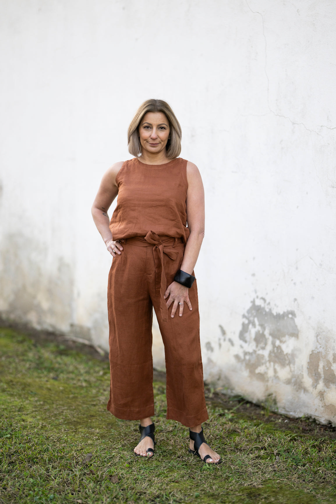 Sophie Linen Tank Top - Bronze
