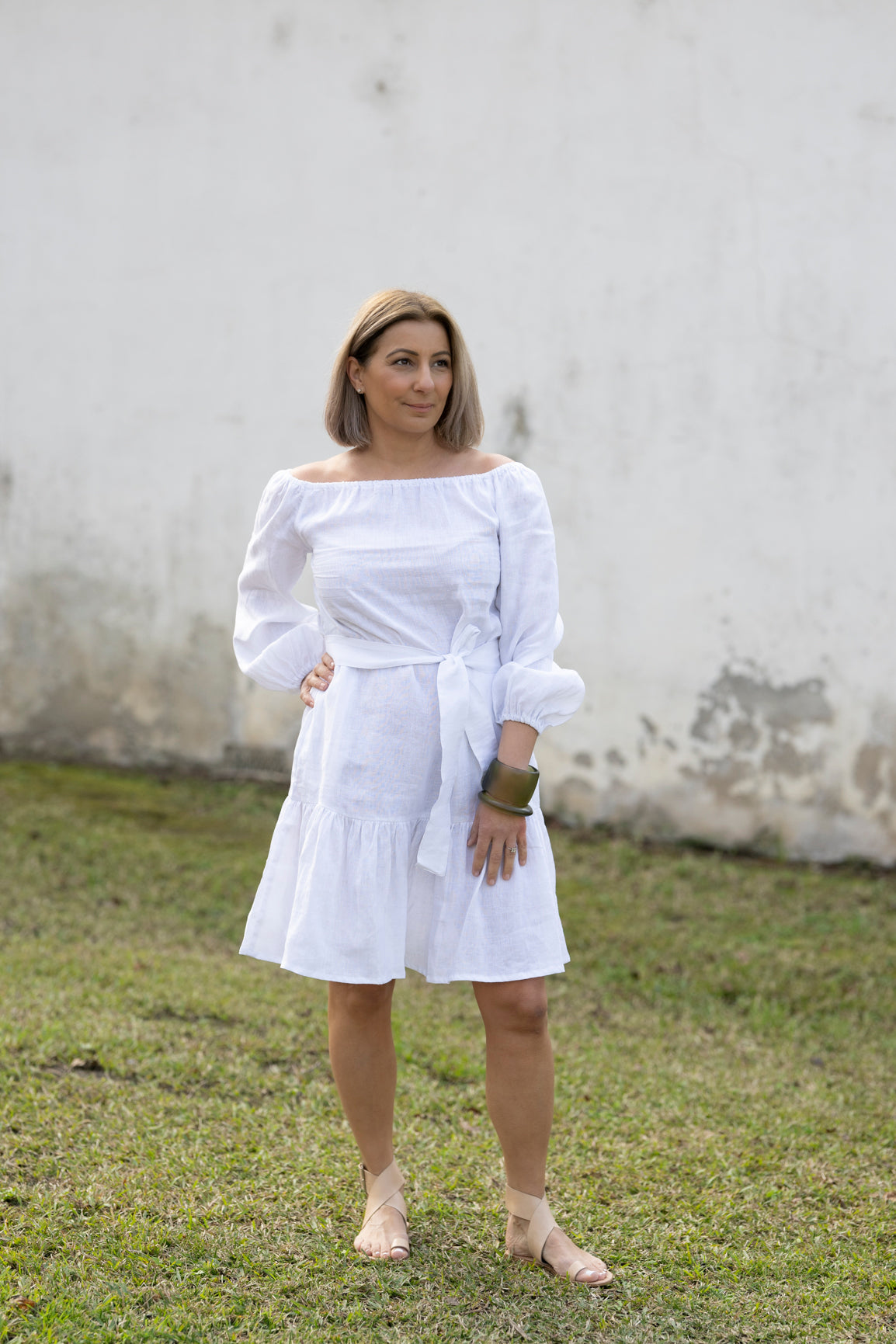 Audrey Linen Dress - White
