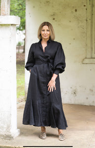Willow Linen Dress - Black