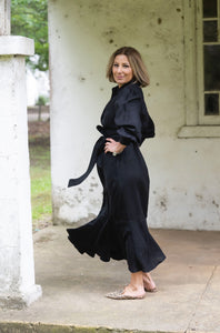 Willow Linen Dress - Black