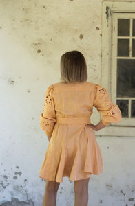 Birdie Linen Dress - Peach