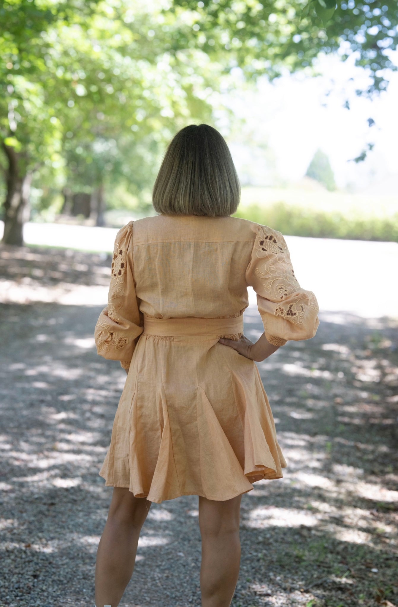 Birdie Linen Dress - Peach