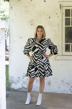 Load image into Gallery viewer, Wanda Linen Dress - Ecru/Black Print
