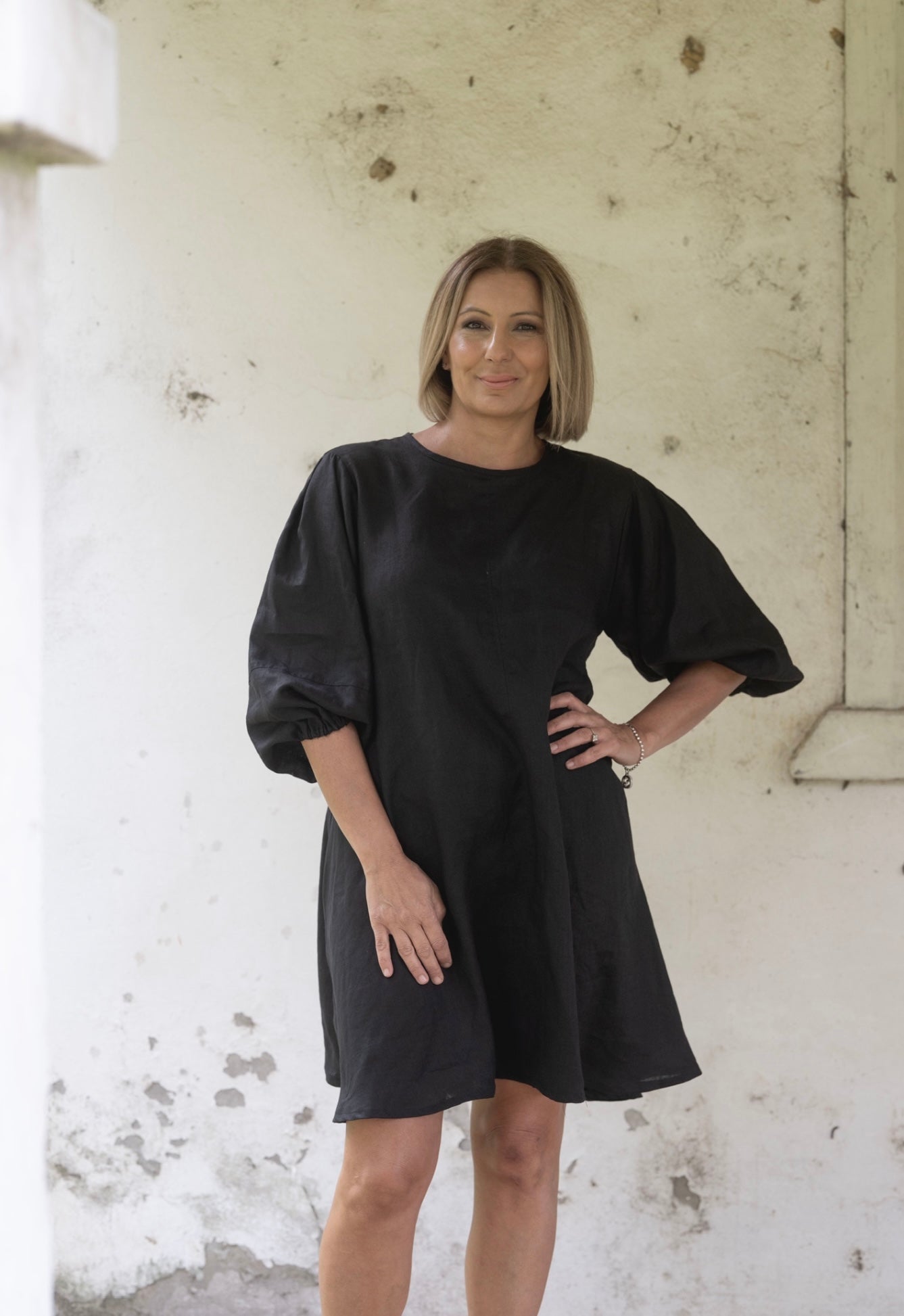 Sasha Linen Dress - Black