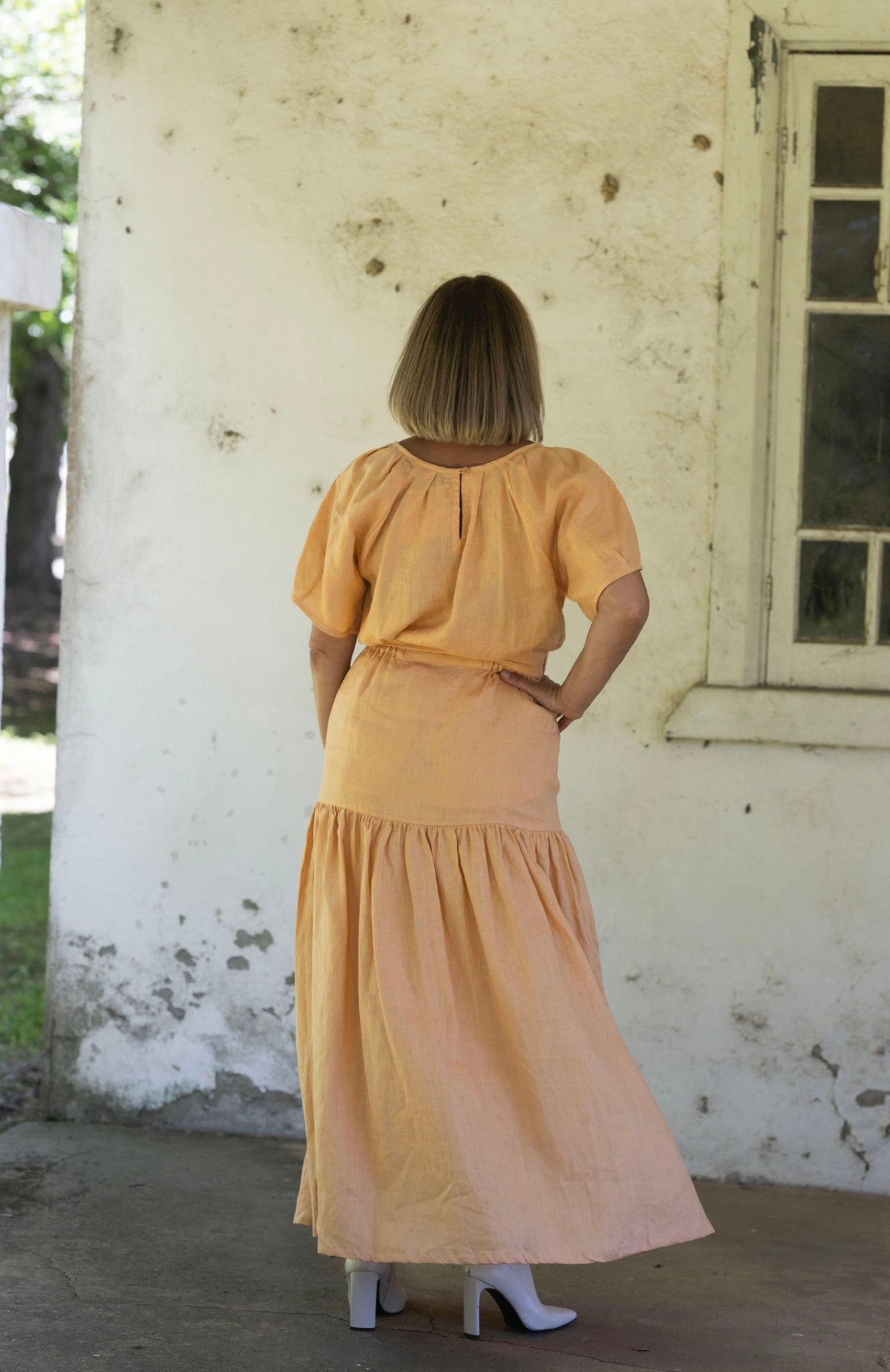 Liv Linen Skirt - Peach