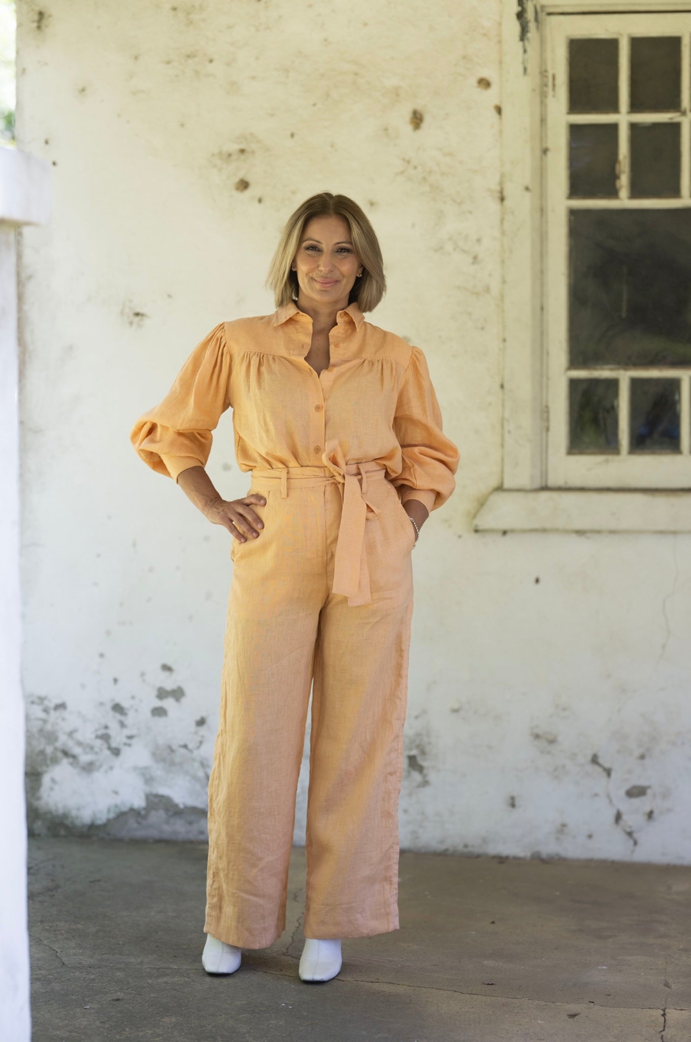 Ginny Linen Pants - Peach