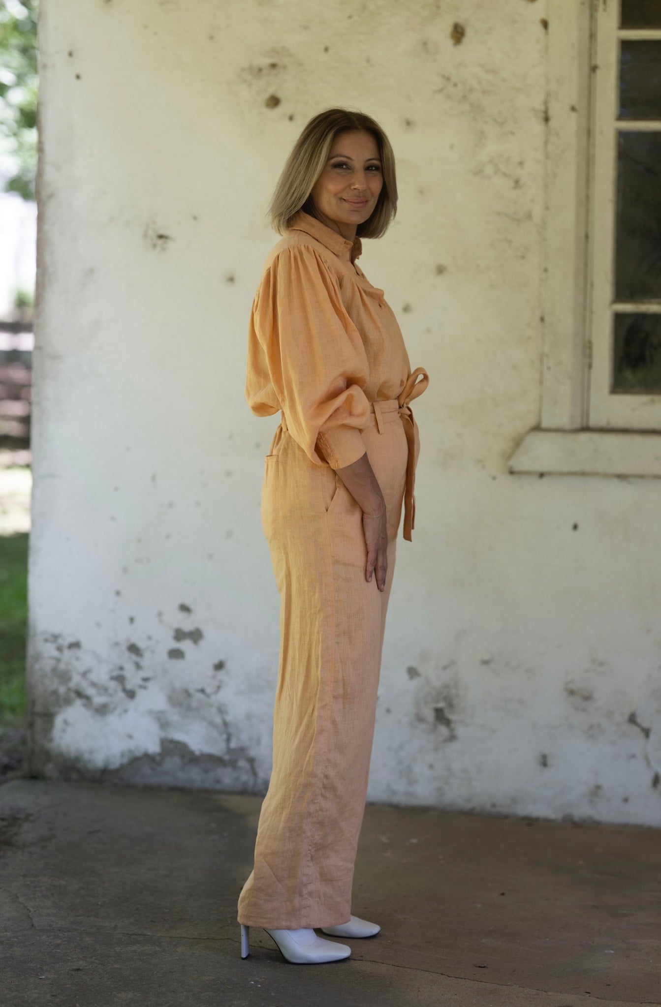 Ginny Linen Pants - Peach