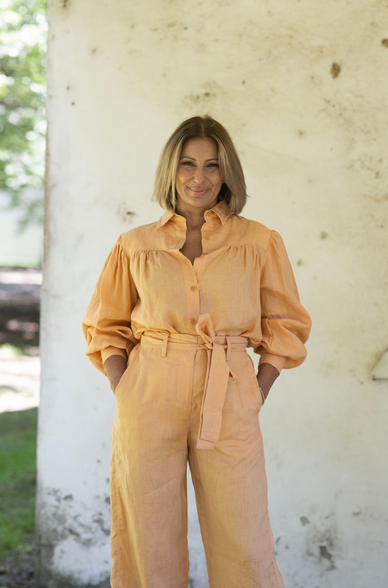 Ginny Linen Pants - Peach