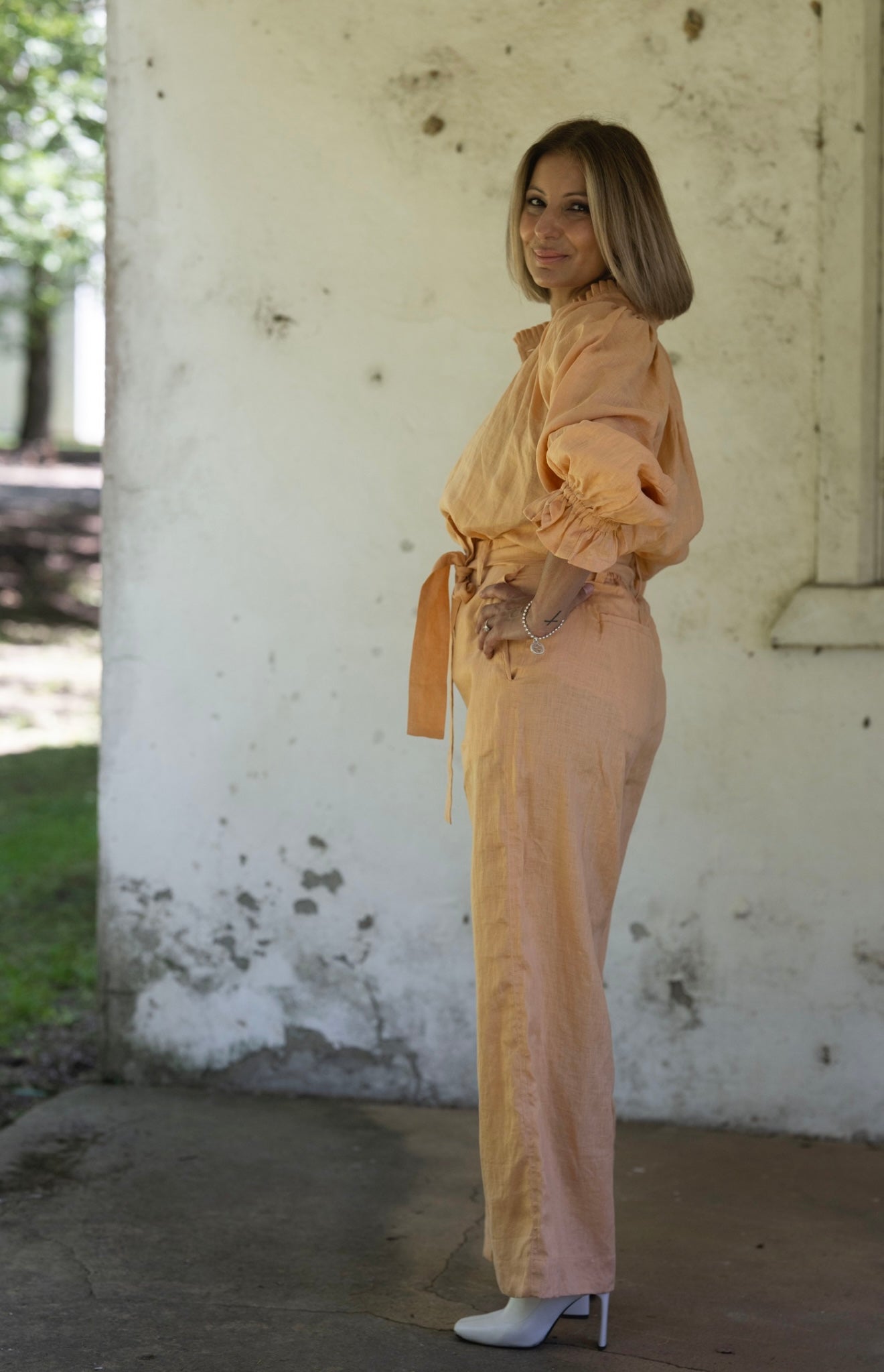 Ginny Linen Pants - Peach