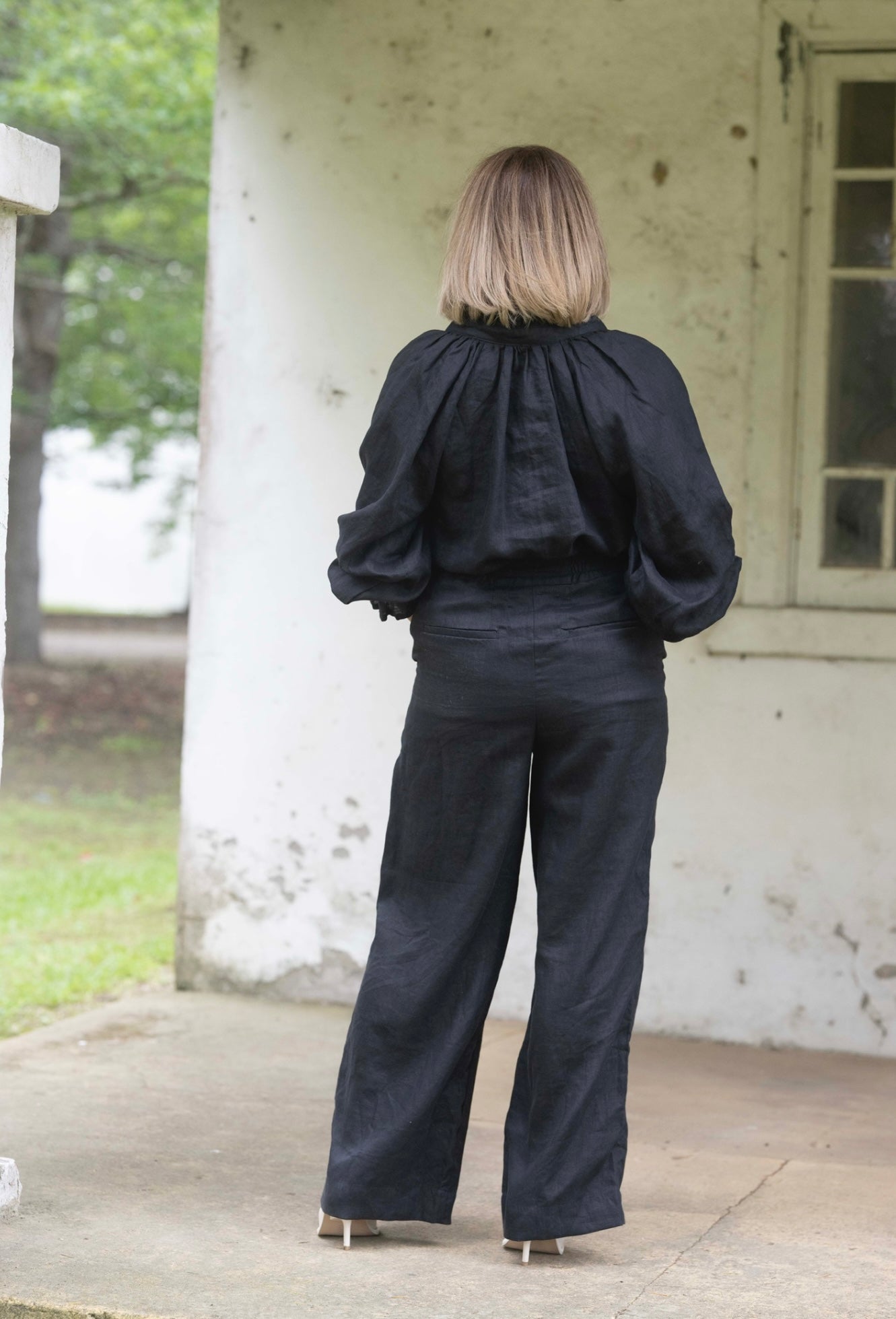 Daisy Linen Top - Black