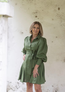 Wanda Linen Dress - Cypress