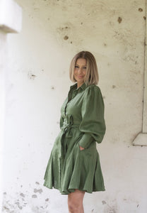 Wanda Linen Dress - Cypress