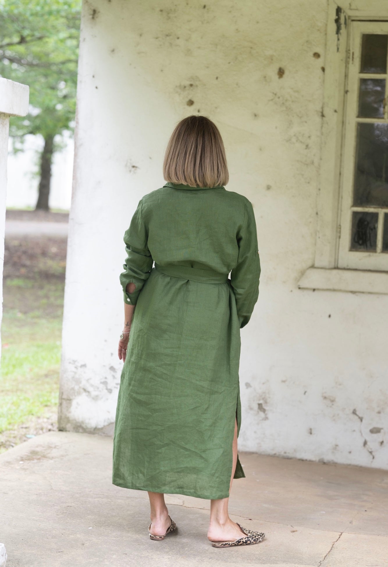 Maple Linen Dress - Cypress