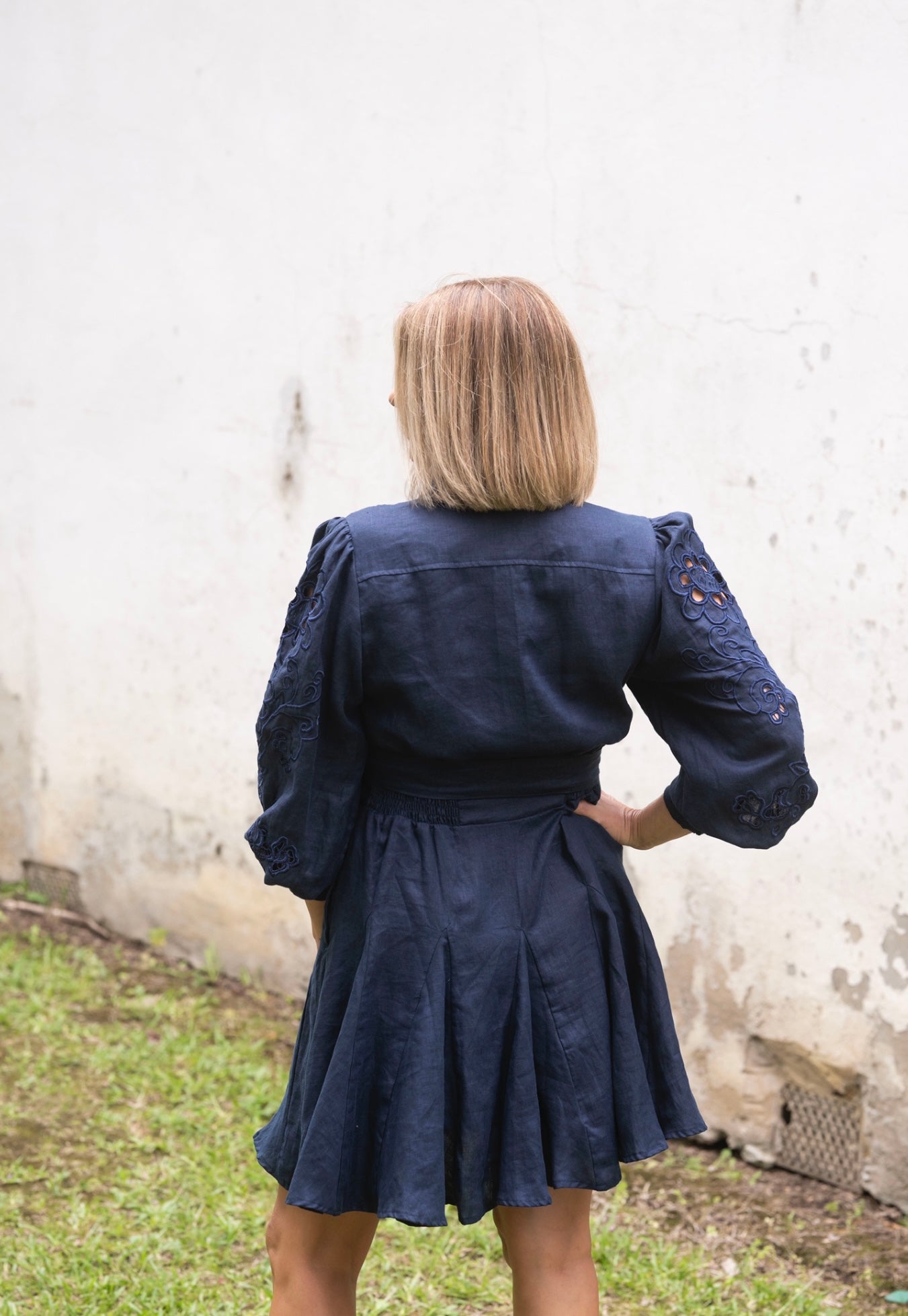 Birdie Linen Dress - Navy