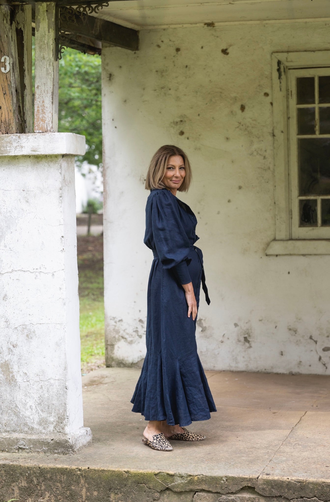 Willow Linen Dress - Navy