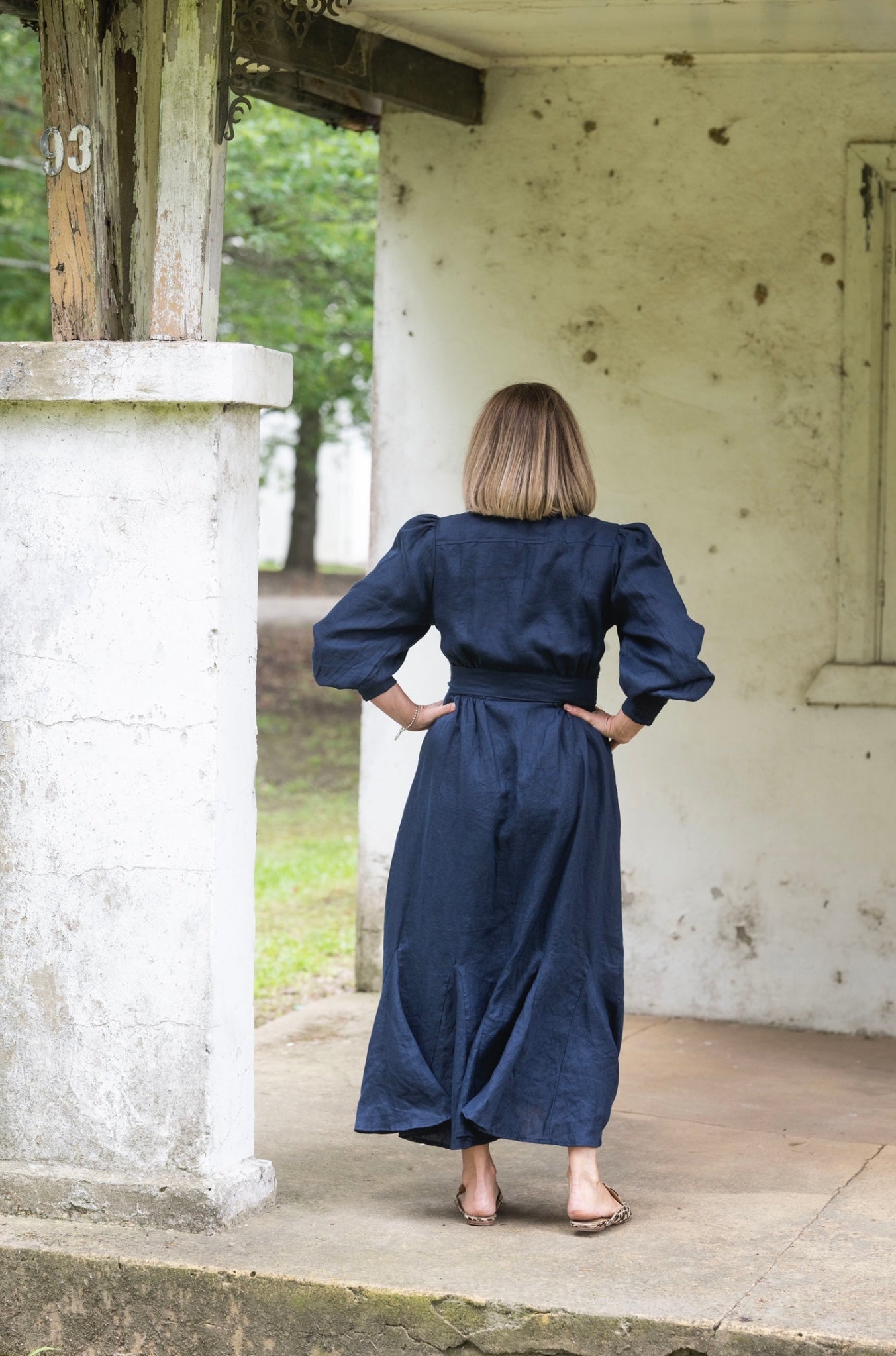 Willow Linen Dress - Navy