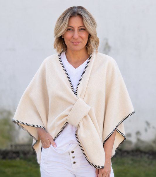 Lois Wrap - Vanilla Blanket Stitch