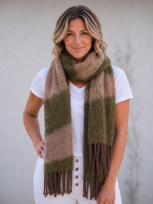 Sienna Scarf - Khaki and Coffee