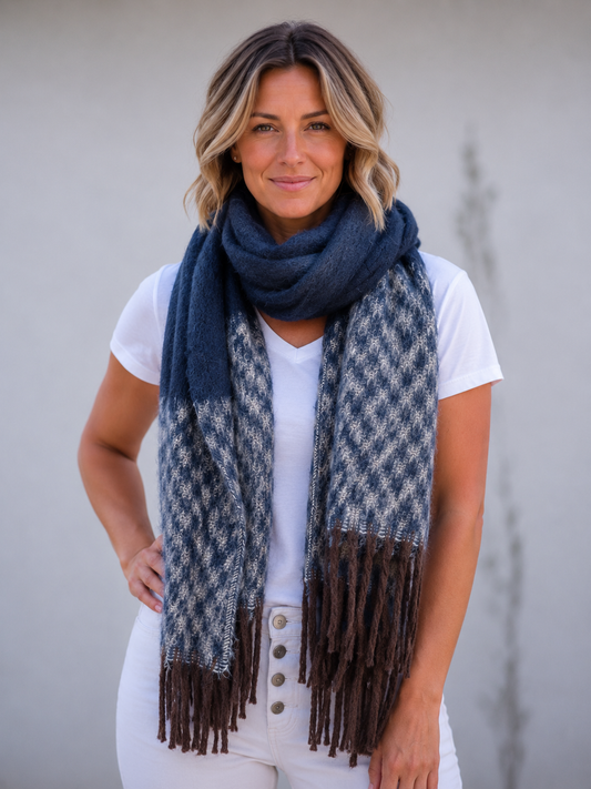 Sienna Scarf - Navy and White