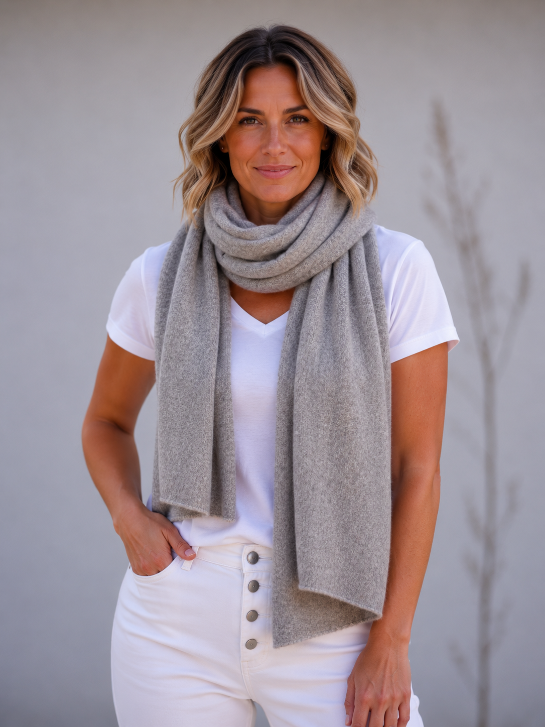 Cashmere Scarf - Heather Grey