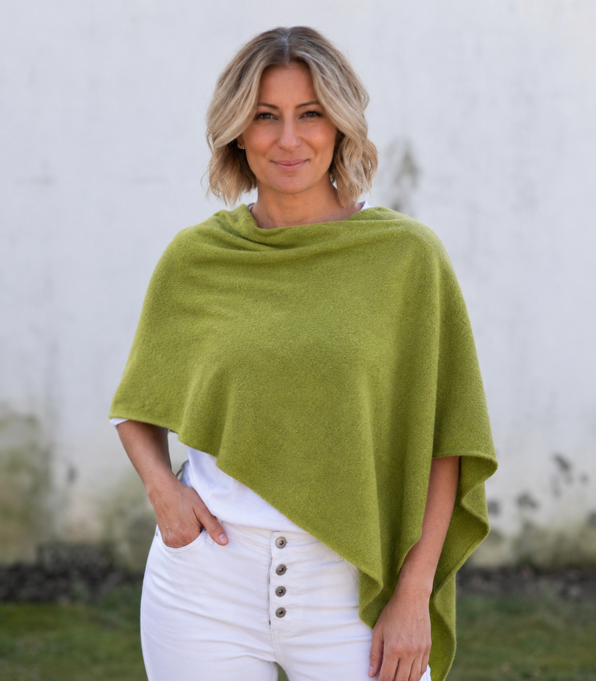 Cashmere Poncho - Grass