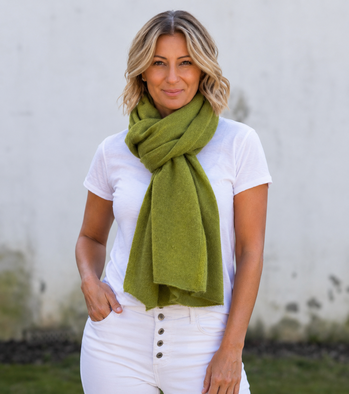 Cashmere Poncho - Grass
