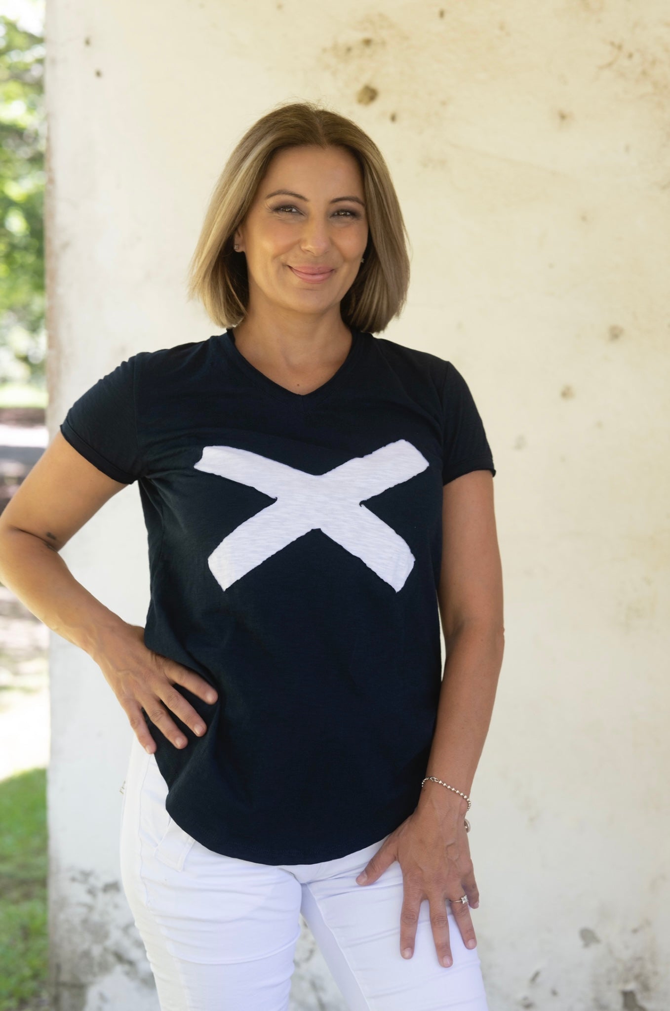 Wanderlust X T-shirt Navy/White Cross