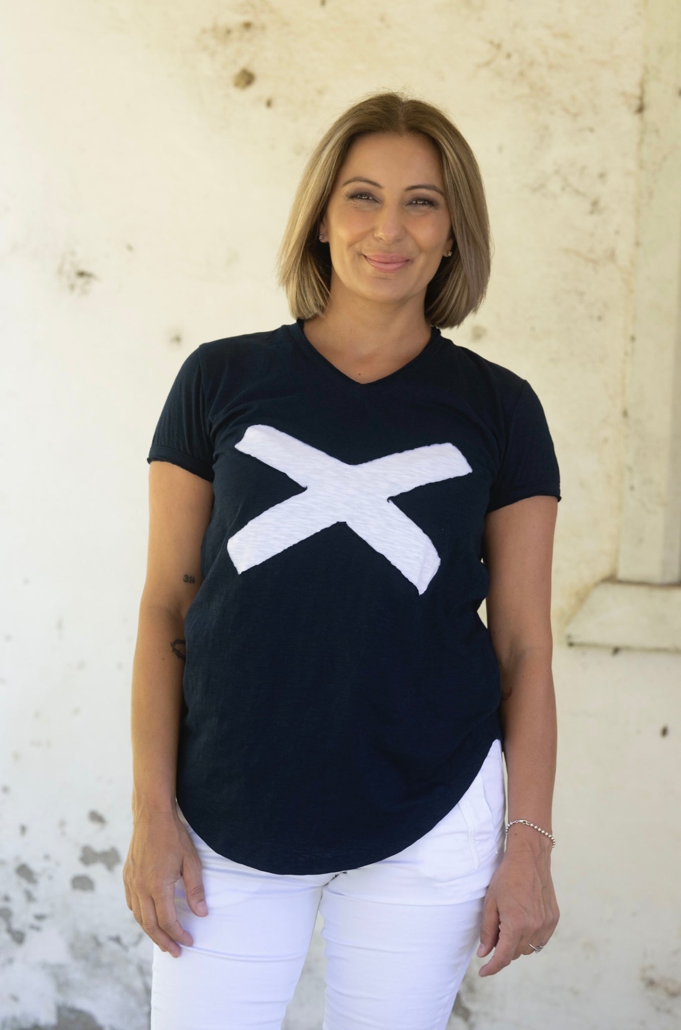 Wanderlust X T-shirt Navy/White Cross