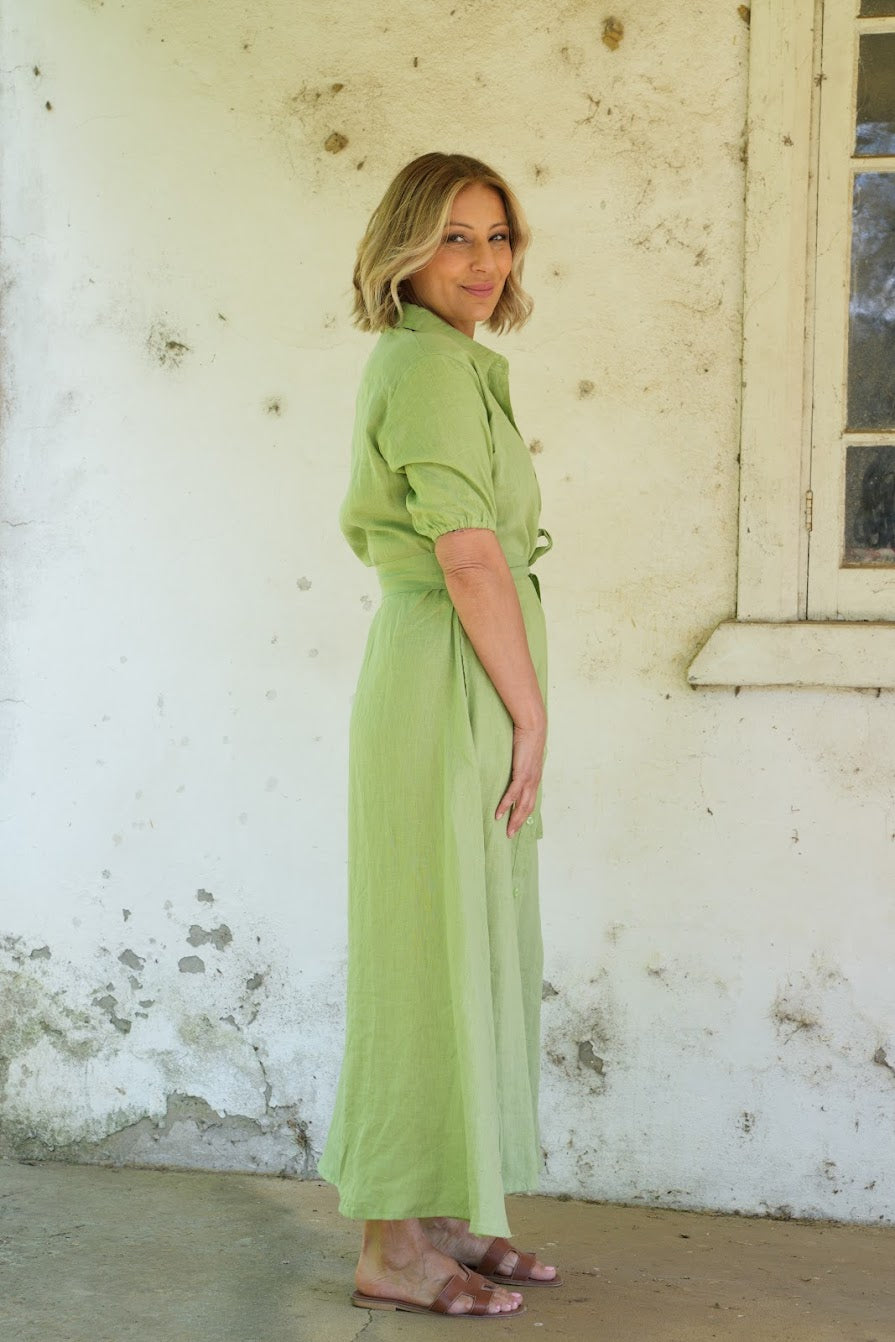 Fleur Linen Dress - Sage