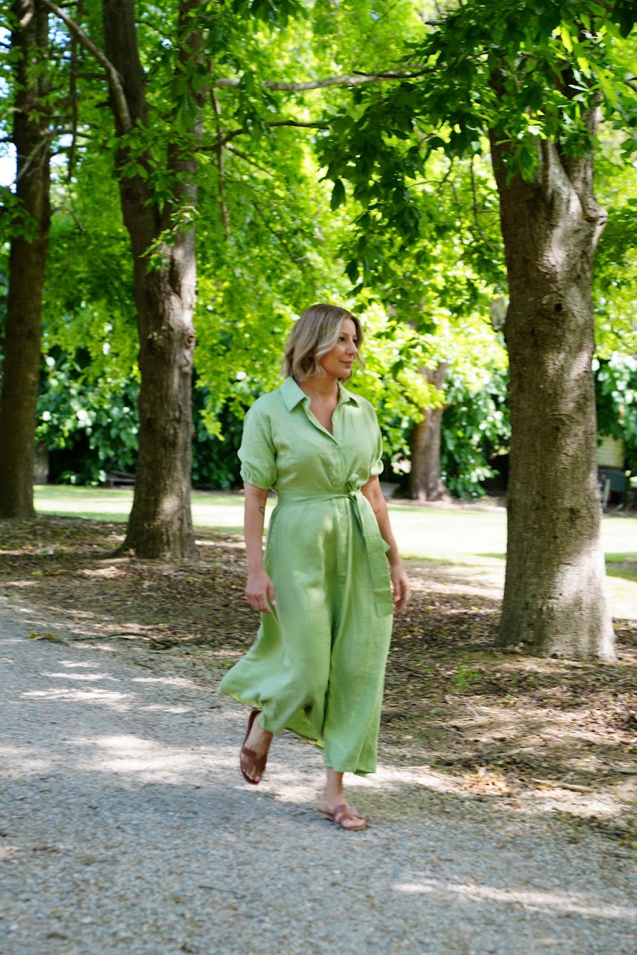 Fleur Linen Dress - Sage